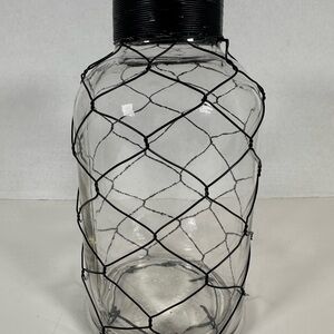 Glass Decorative 8" Vase Wrapped in Chicken Wire